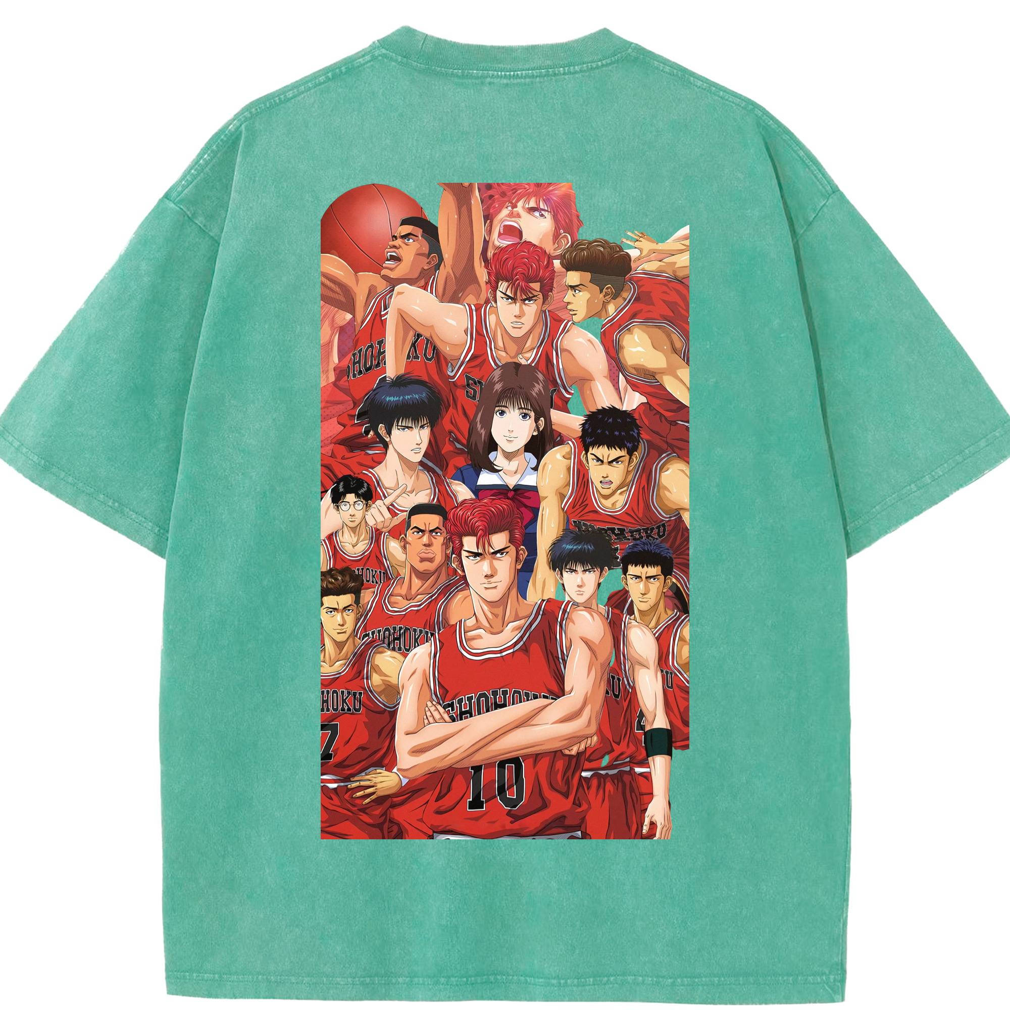 SLAM DUNK／スラムダンク 綿100% ヴィンテージ風 半袖Tシャツ（背面プリント）